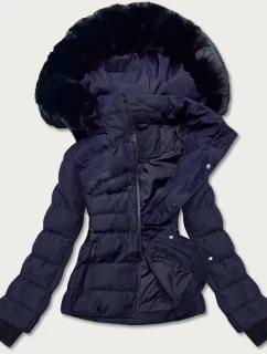 Dámska zimná bunda s krátkym pásom tmavomodrá (5m770-215)