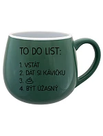 TO DO LIST: BE AMAZING - zelený keramický hrnček 300 ml