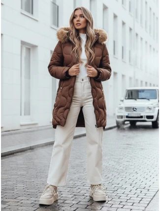 Dámska zimná bunda VIRELIA prešívaná s kapucňou hnedá FashionStreet TY4936