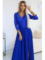 309-12 AMBER elegantné dlhé čipkované šaty s výstrihom - farba CHABRIEL 309-12 AMBER elegantné dlhé čipkované šaty s výstrihom - farba CHABRIEL