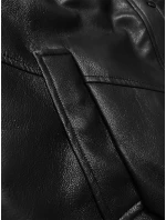 Kožená bunda s veľkým kožušinovým golierom Glakate black and white (LU98090#)