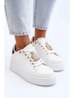 Sneakersy Damskie Z Ozdobą Białe Celedria