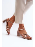 Sandały Damskie Na Słupku Sergio Leone SK065 Złote