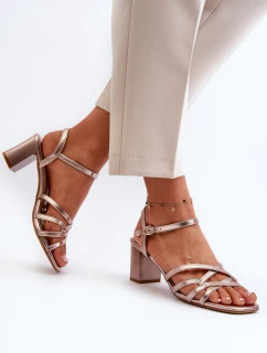 Sandały Damskie Na Słupku Sergio Leone SK065 Złote