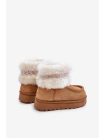 Śniegowce Botki Dziecięce Z Futerkiem I Wzorem Camel Melefia