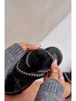 Śniegowce Damskie Z Haftem Na Platformie Czarne Naleris