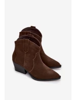 Wsuwane Botki Kowbojki Damskie Z Naturalnego Zamszu Czekoladowe Beretta