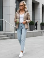 Dámska prešívaná bunda s kapucňou béžová FashionStreet TY5585