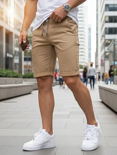 Pánske džínsové šortky s lemom béžové FashionStreet SX2581