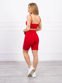 Súprava s nohavicami s vysokým pásom červená