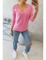 Blúzka s výstrihom do V svetlo ružová