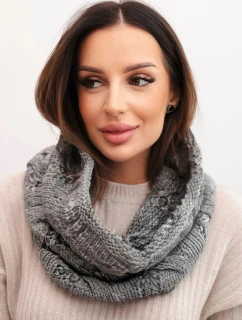 Dámsky pletený mäkký zimný komín KN25 tmavo šedý