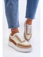 Sneakersy Damskie Na Platformie Beżowe Redala