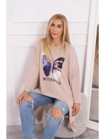 Oversize blúzka s potlačou béžová