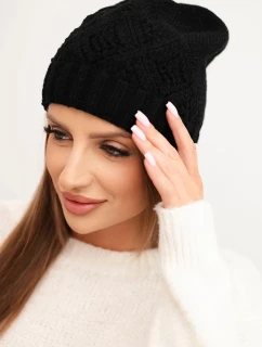 Dámska zimná čiapka z vlny a s geometrickým vzorom K479 black