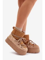 Śniegowce Z Wiązaniem Na Platformie Brązowe Mavora