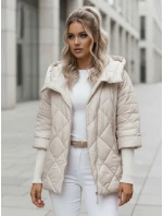 Dámska prechodná prešívaná bunda oversize PUFFILOF light beige FashionStreet TY4856 Dámska prechodná prešívaná bunda oversize PUFFILOF light beige FashionStreet TY4856