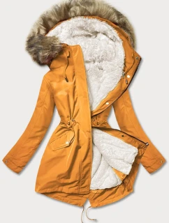 Dámska teplá zimná bunda žlto-ecru (w629)