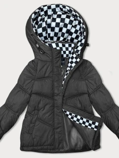 Dámska voľná bunda s kapucňou čierna (8118)