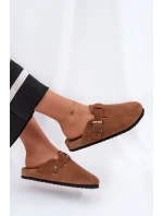 Dámske semišové papuče s prackou Big Star - hnedé