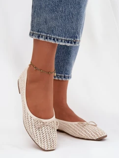 Baleríny S Pletením A Mašlí Ecru Belirra