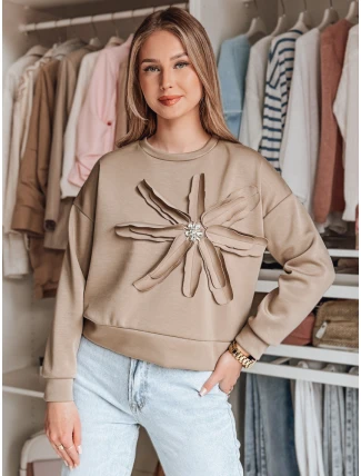 Dámska oversize mikina s kvetmi PETITKA moka FashionStreet BY1386 Dámska oversize mikina s kvetmi PETITKA moka FashionStreet BY1386