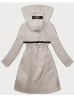 Svetlo béžová jednoduchá dámska bunda s kapucňou LHD (LHD-24592) Svetlo béžová jednoduchá dámska bunda s kapucňou LHD (LHD-24592)