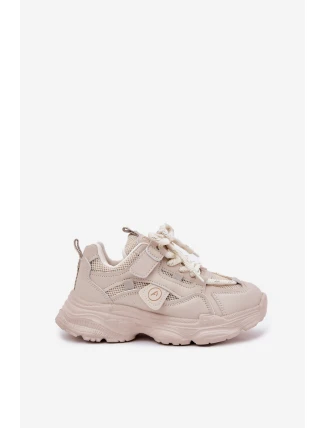 Sneakersy Dziecięce Na Platformie Beżowe Hanomess