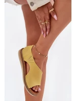 Skórzane Sandały Damskie Artiker 46C1015 Żółte