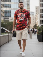Pánske oranžové tričko s potlačou moro FashionStreet NX2004R