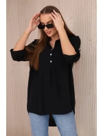 Blúzka s predĺženým zadným dielom čierna