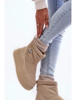 Wsuwane Śniegowce Damskie Na Platformie Beżowe Gattea