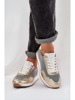 Skórzane Buty Sportowe Sneakersy Damskie D&A LR51-847 Złote