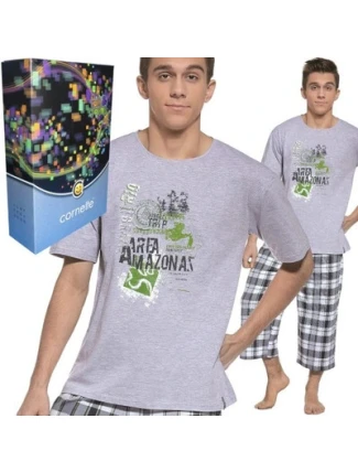 Junior chlapčenské 3/4 176pyžamo Amatonas 554/15 šedo-zelená - Cornette