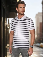 Pánska pruhovaná polokošeľa biela FashionStreet PX0638