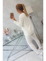 Súprava s oversize blúzkou v ecru farbe