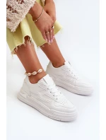 Sneakersy Damskie Na Platformie Z Eko Skóry Białe Lynnette