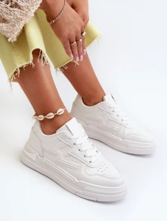 Sneakersy Damskie Na Platformie Z Eko Skóry Białe Lynnette