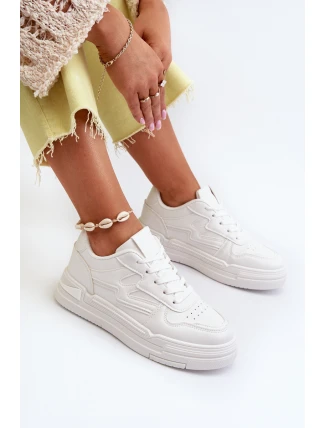Sneakersy Damskie Na Platformie Z Eko Skóry Białe Lynnette
