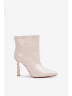 Lakierowane Botki Na Szpice Wsuwane Jasnobeżowe Seliri