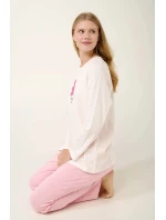 Dámske pyžamo s potlačou 21932 Svetloružová s Ecru - Vamp