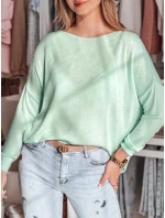 Dámsky nadrozmerný jednoduchý sveter SENZIA mint FashionStreet MY2445 Dámsky nadrozmerný jednoduchý sveter SENZIA mint FashionStreet MY2445