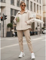 Dámska prechodná bunda oversize s kapucňou ecru FashionStreet TY5592 Dámska prechodná bunda oversize s kapucňou ecru FashionStreet TY5592