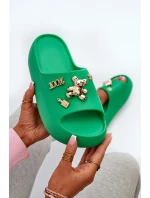 Klapki Damskie Lekkie Piankowe Z Ozdobami Zielone Orchia