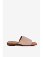 Dámske papuče z hladkej kože Beige Cerise