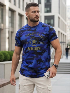 Pánske tričko s potlačou v kamuflážovom vzore, modré, FashionStreet NX2002R