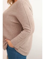 Dámsky plus size sveter s lodičkovým výstrihom Fango