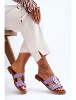 Modne Klapki Z Lustrzaną Ozdobą Fioletowe Deep Breath