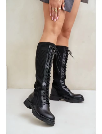 Šnurovacie topánky s elastickým zvrškom čierne Vamilena