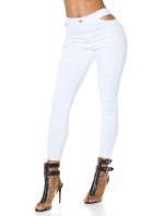 White Highwaist Jeans with cut-out
